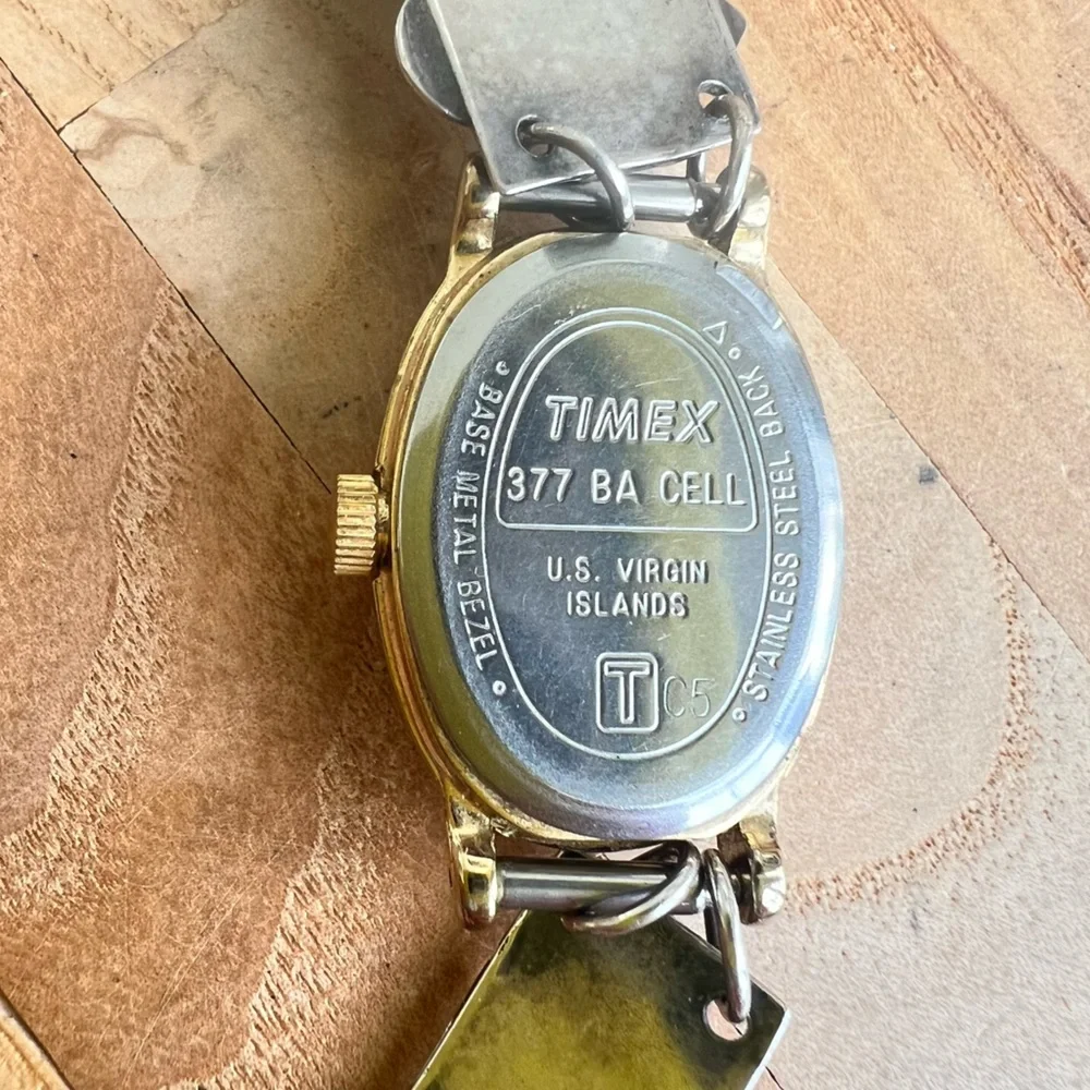 Artisan Sterling silver mixed material bracelet Timex oval watch NEW BATTERY